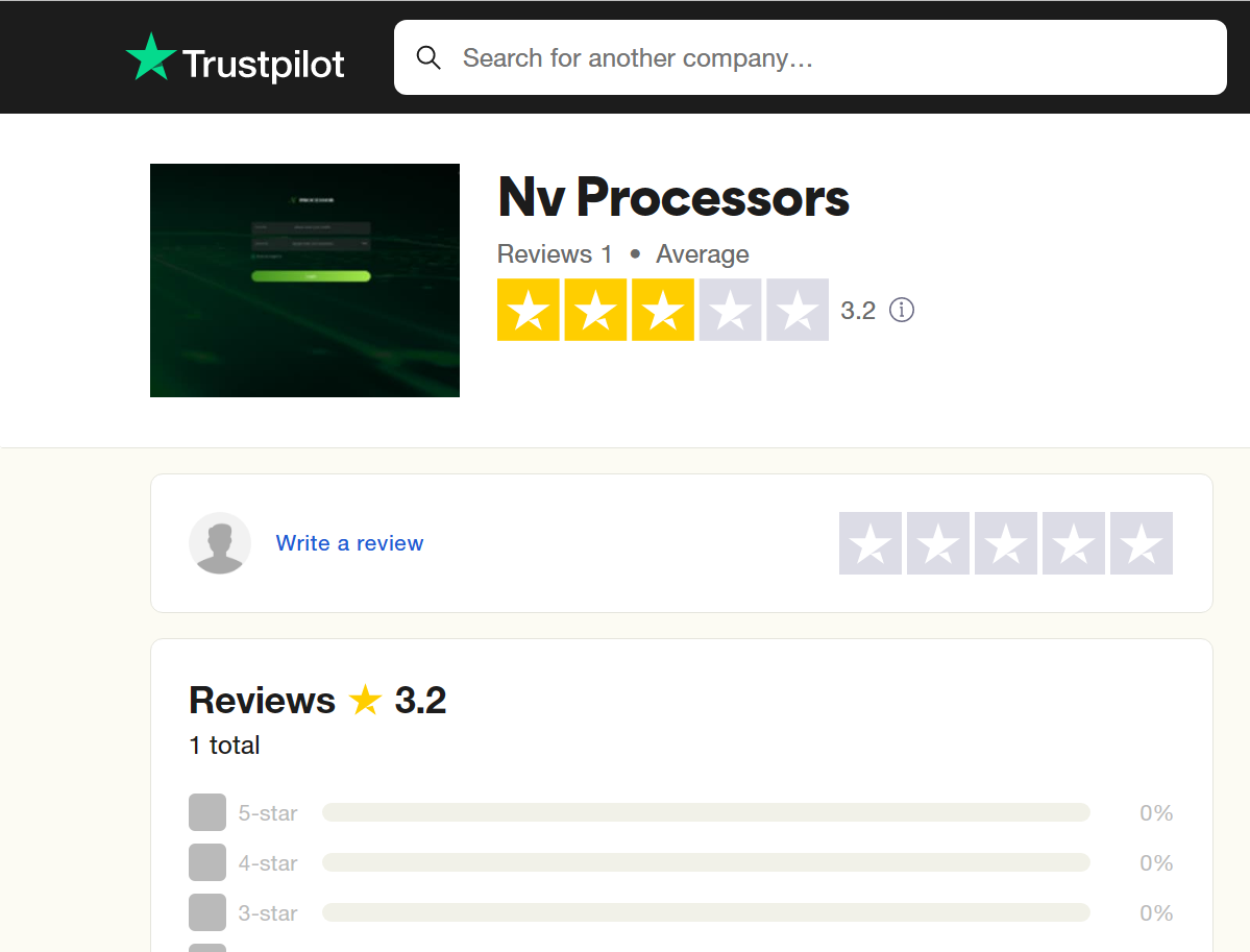 NV Processor reviews on Trustpilot