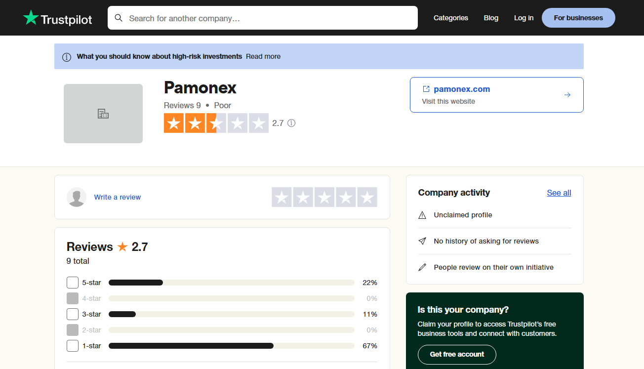 Pamonex reviews on trustpilot