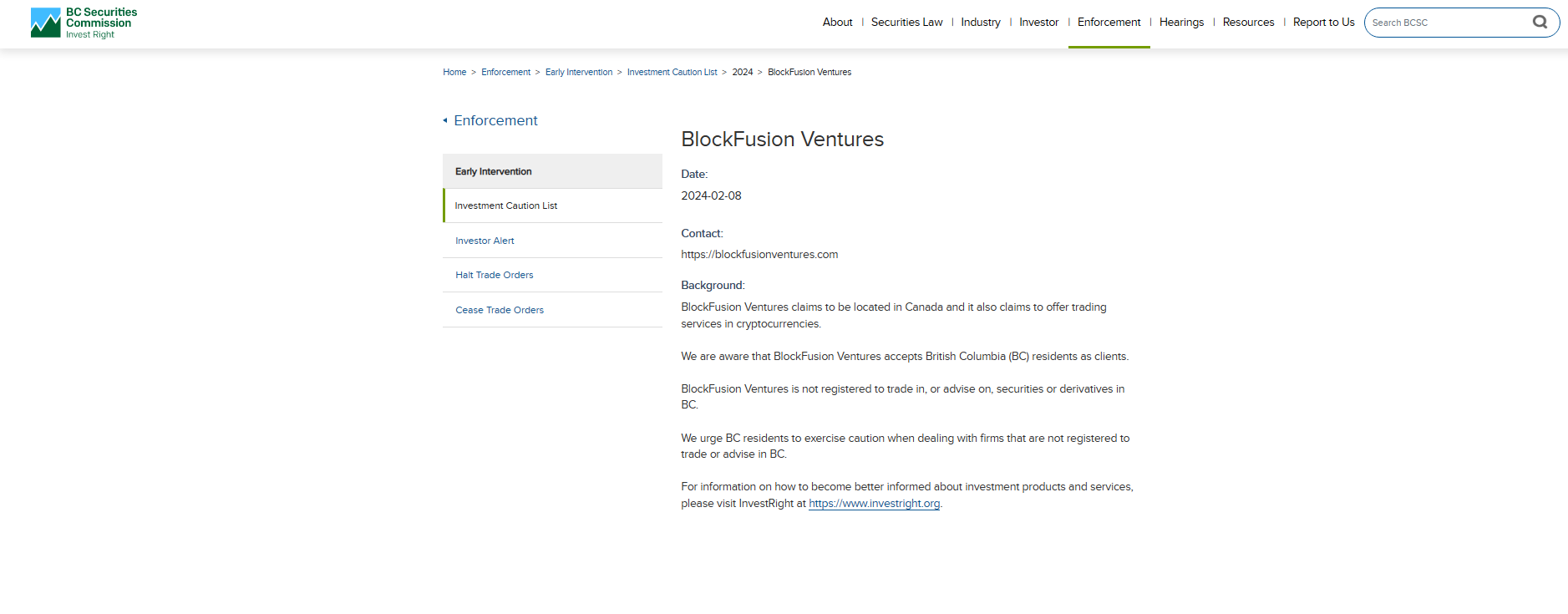 BlockFusion Ventures warning