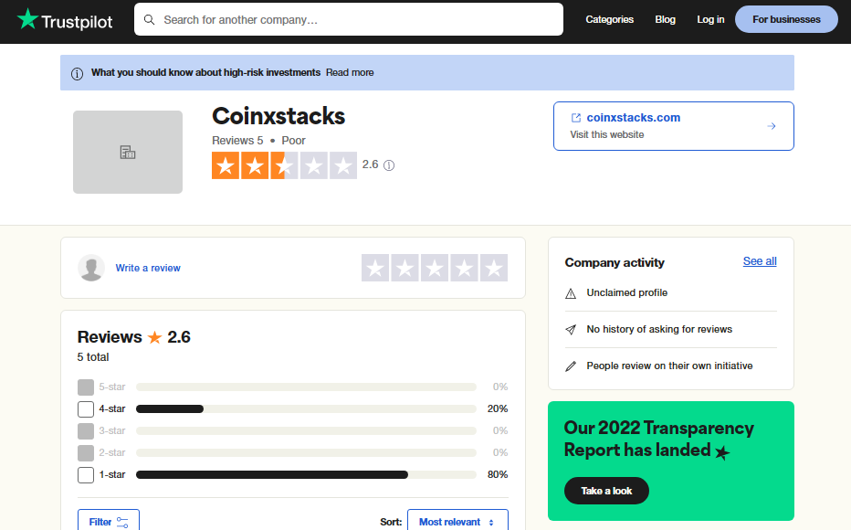 Coinxstacks-reviews-on-Trustpilot