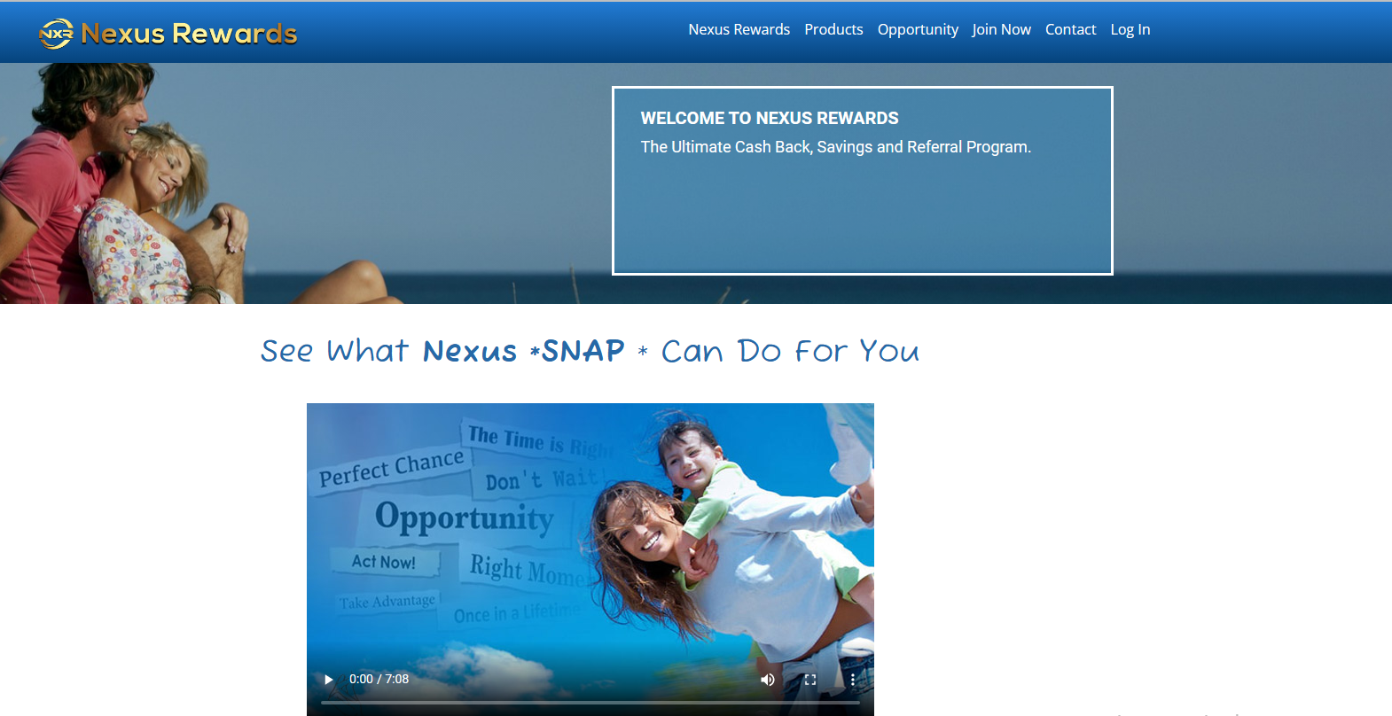 Homepage of Nexus Rewards