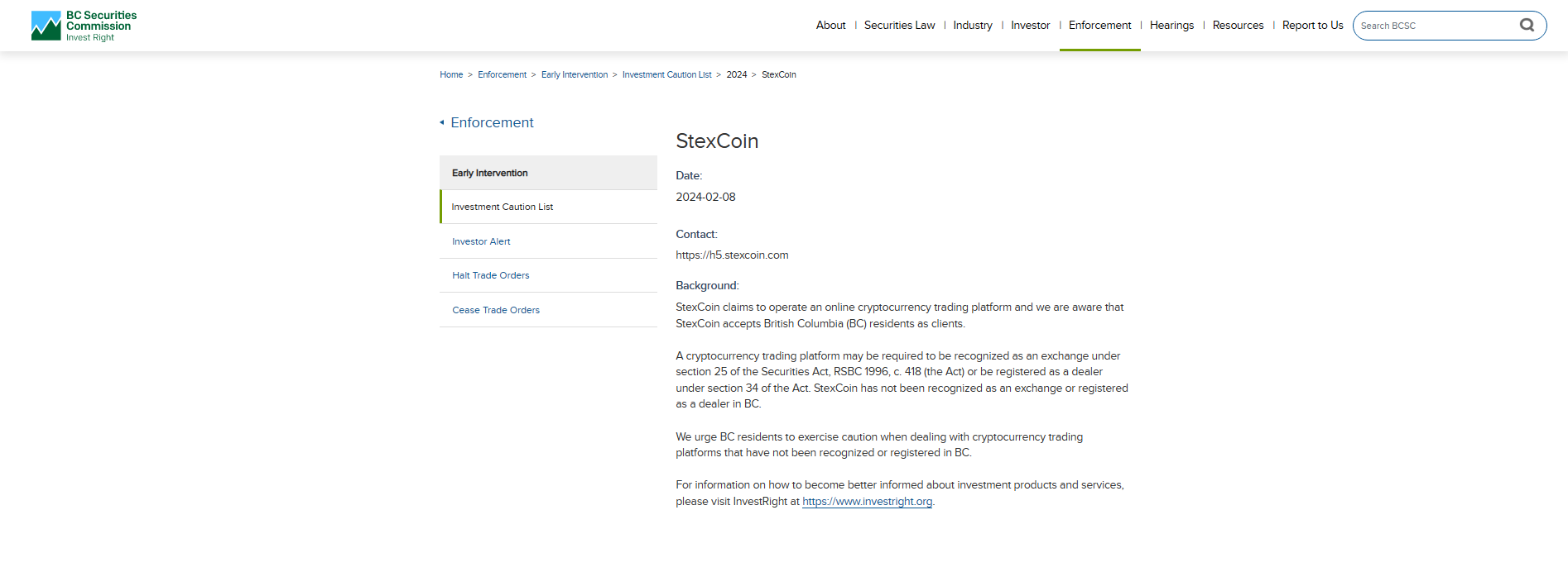 StexCoin-warning