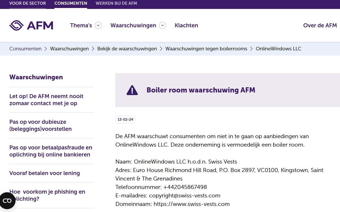 Swiss-Vests-OnlineWindows-LLC-warning