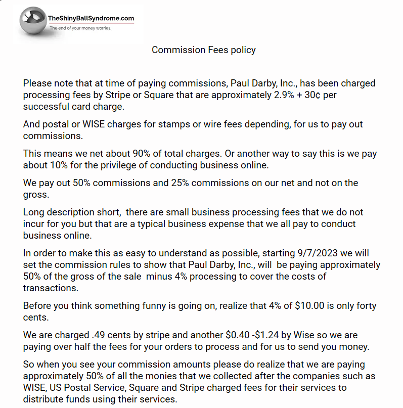 TheshinyBallSyndrome commission fees policy