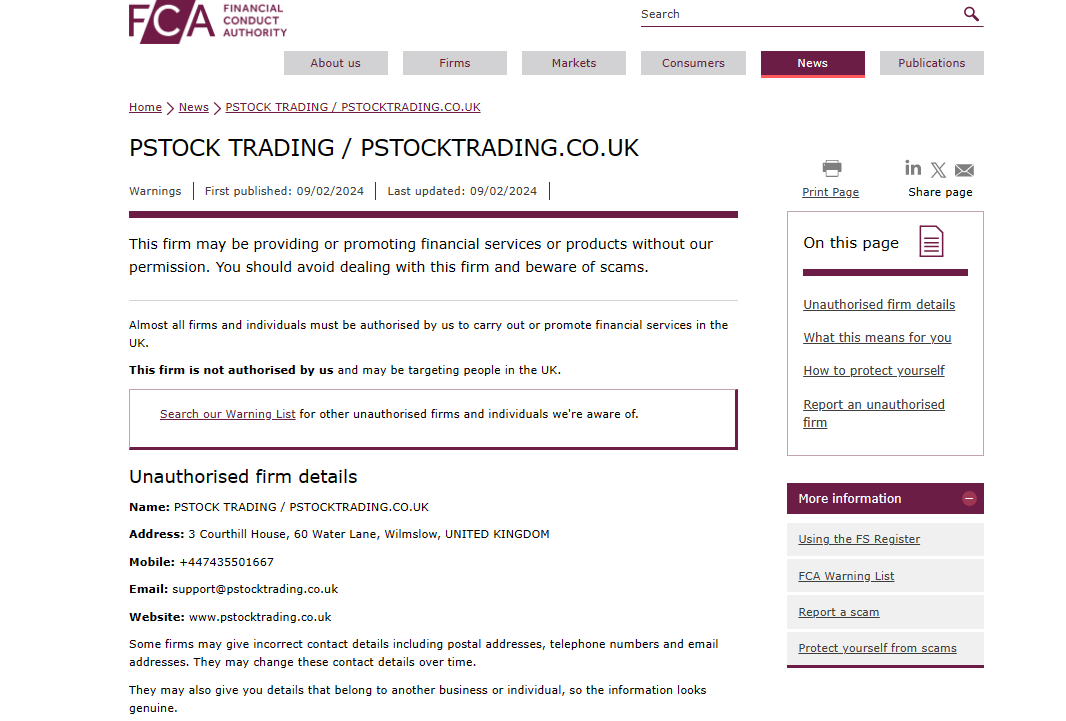 pstock warning