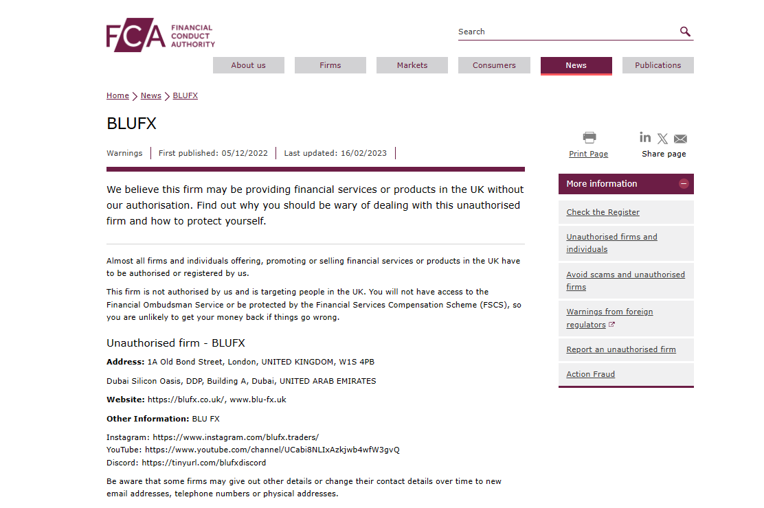 BluFX FCA Warning BluFX FCA Warning