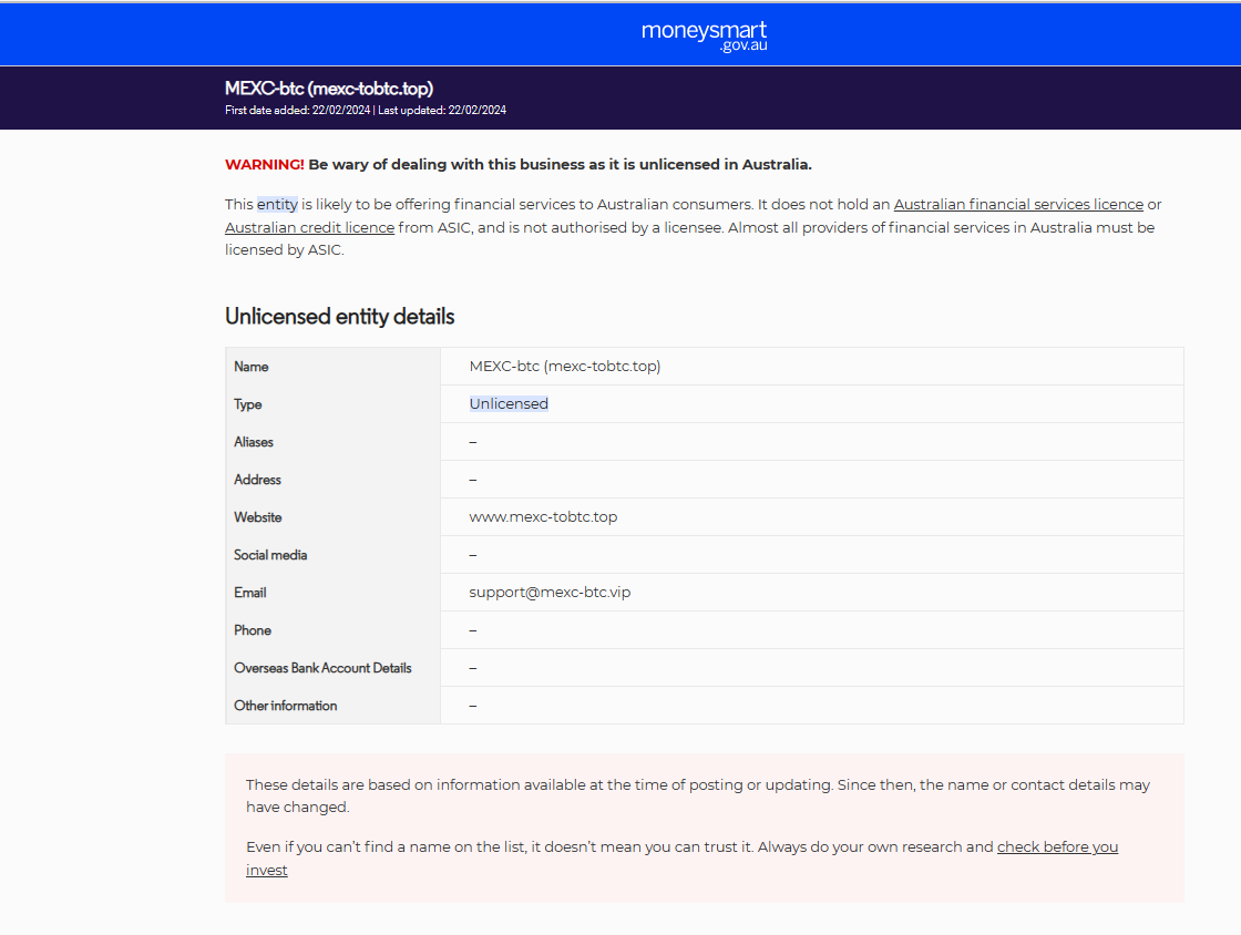 mexc-tob.top ASIC warning