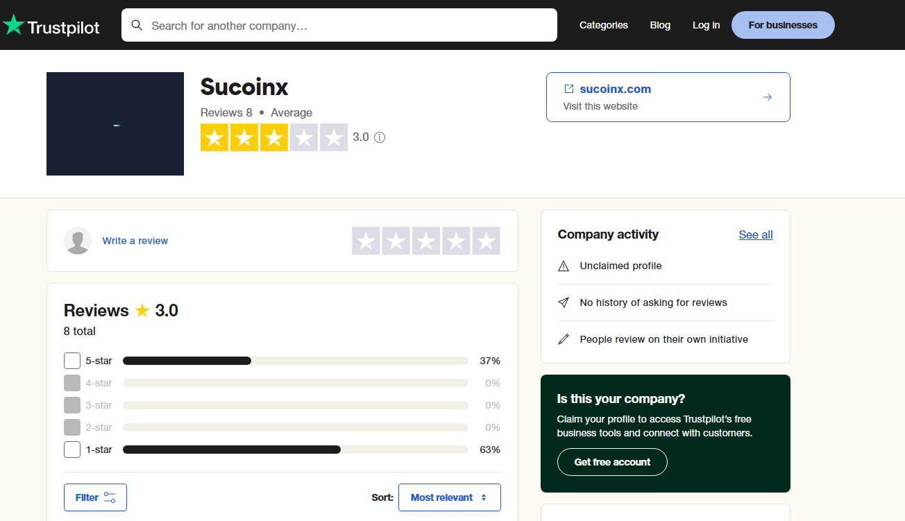 sucoinx reviews on Trustpilot