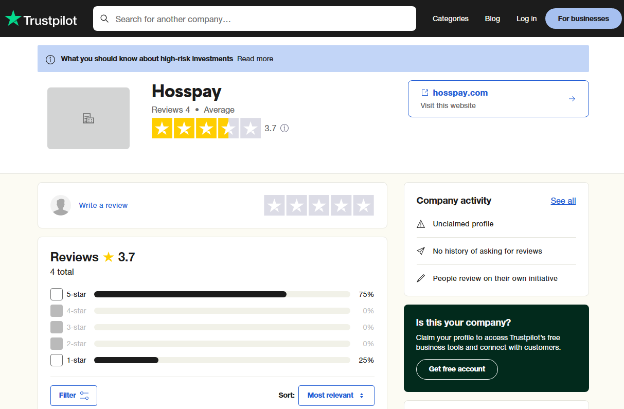 hosspay-trustpilot reviews