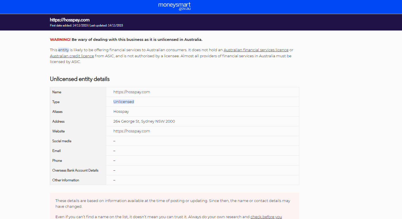 hosspay.com-ASIC warning